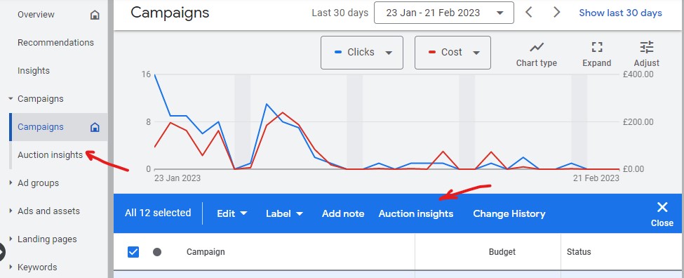 auction insights for PPC competitor analysis